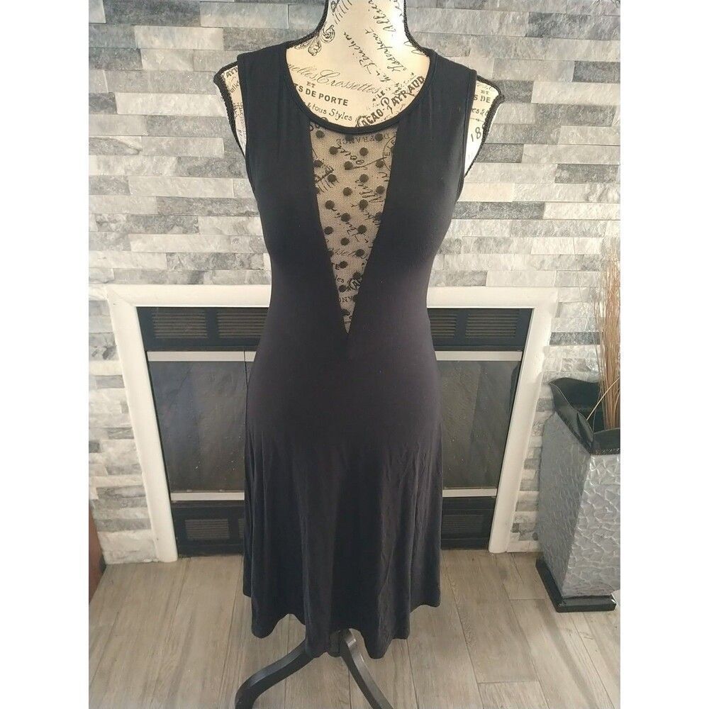Victoria's Secret Lace Sheer V-neck Dress Sm Black Feminine Y2k Wimsygoth